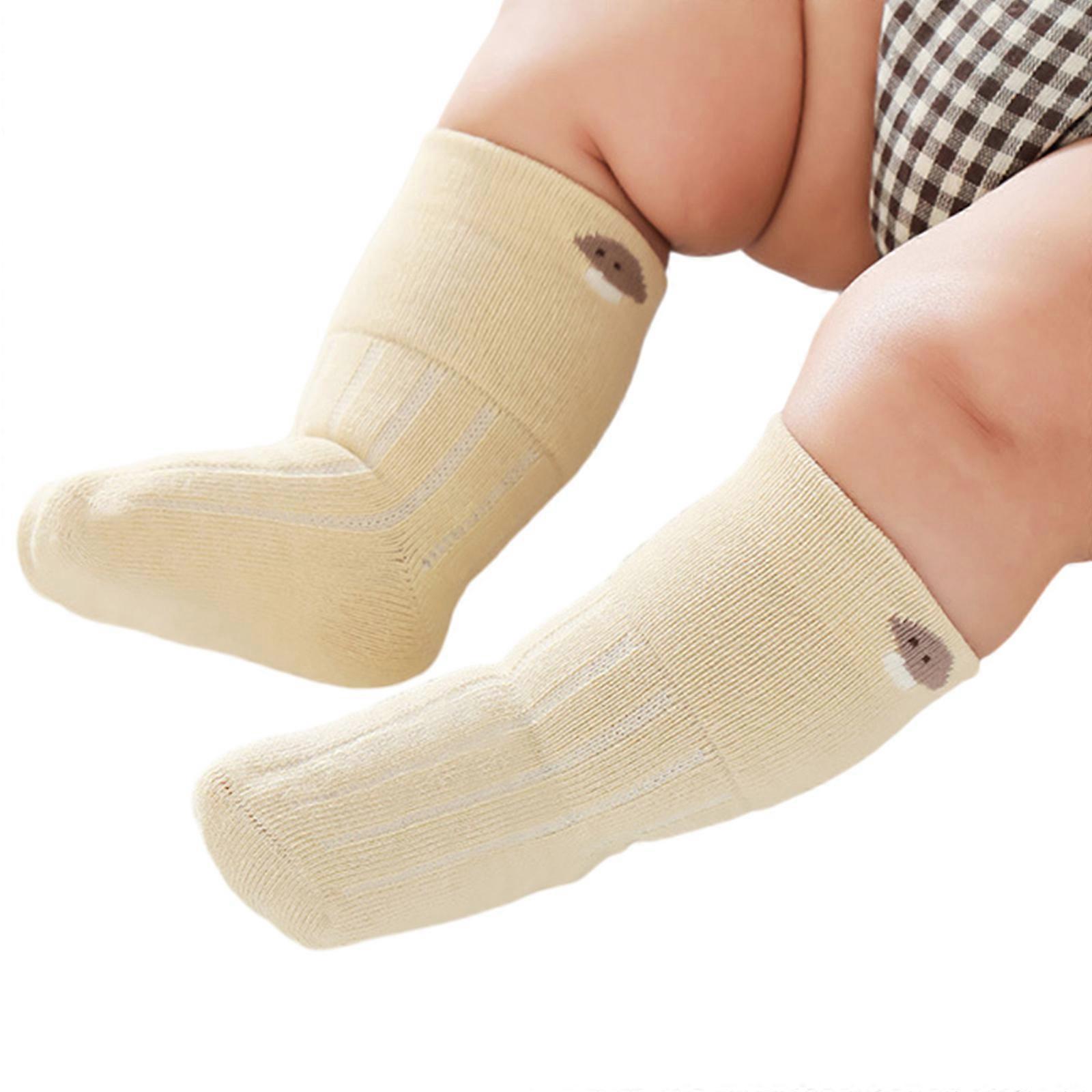 Yumuşak ve Nefes Alabilir Bebek Çorapları Güzel Baskı Sıcak Çorap Baldır Boyu Çorap 0 ila 3 yaş bebek bebekleri için Günlük Giyim Sarı XS