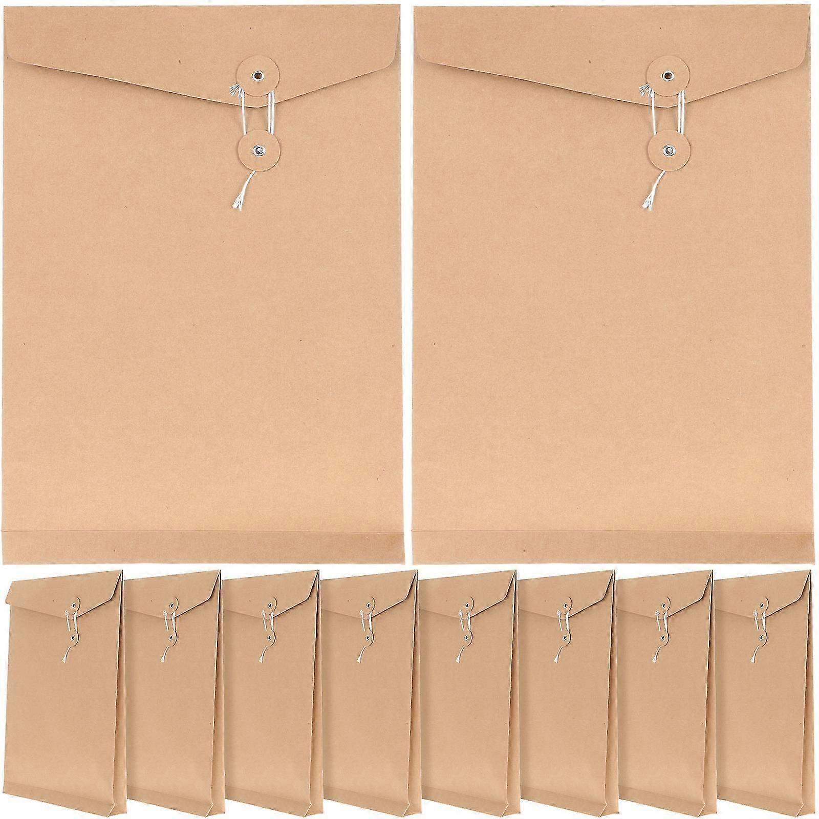 10pcs Kraft Paper Envelope String Tie Closure Envelope Document File Organizer