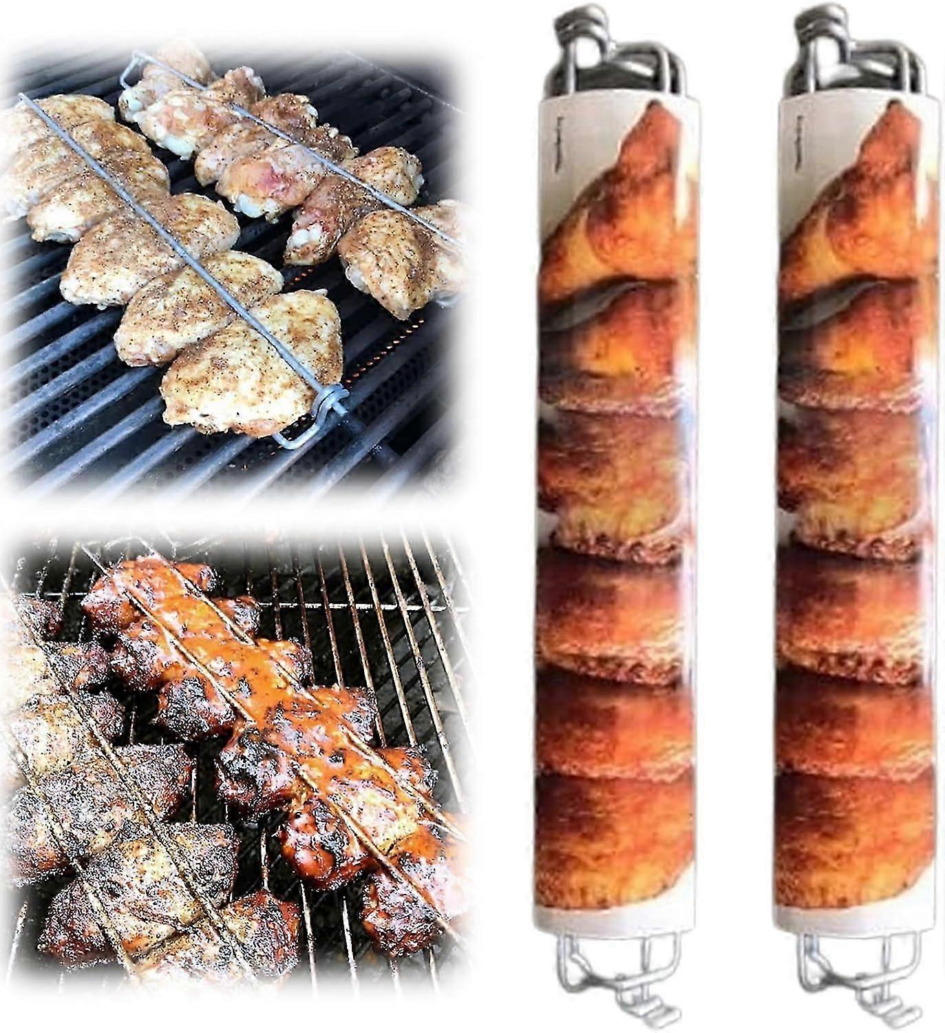 Klemmflügelschienen zum Grillen von Hähnchenflügeln, Flügelschienen für Hähnchenflügel Flacher Hähnchenflügel BBQ-Gabel Hähnchenflügelschienen zum Grillen, Grillen auch
