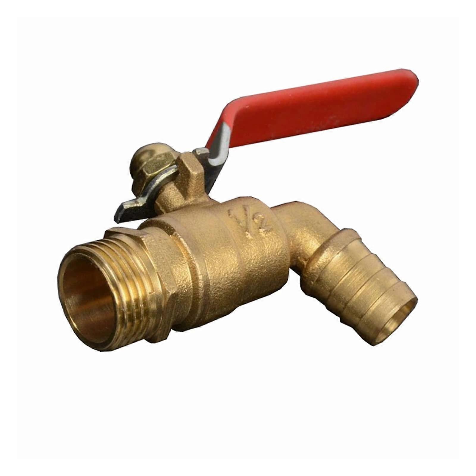 1/2' 3/4' 1' Hot Water Brass Faucet Valve Boiler Faucet Elbow Tap Ball Valve with Handle(1/2')