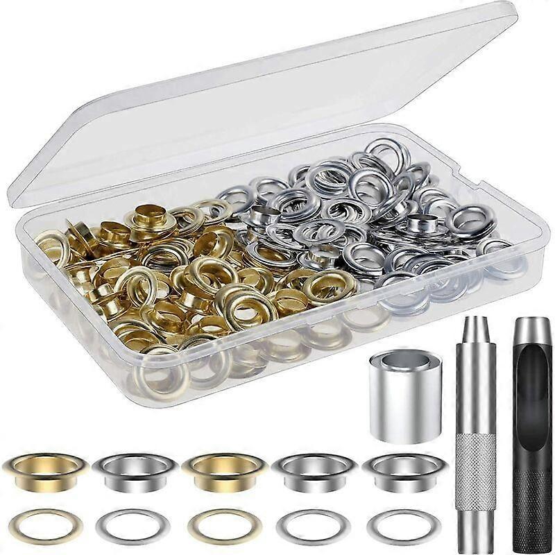 Grommet Kit 100 Set Grommet Eyelets Kit for Leather, Canvas, Tent, Awning (1/2 Inch)