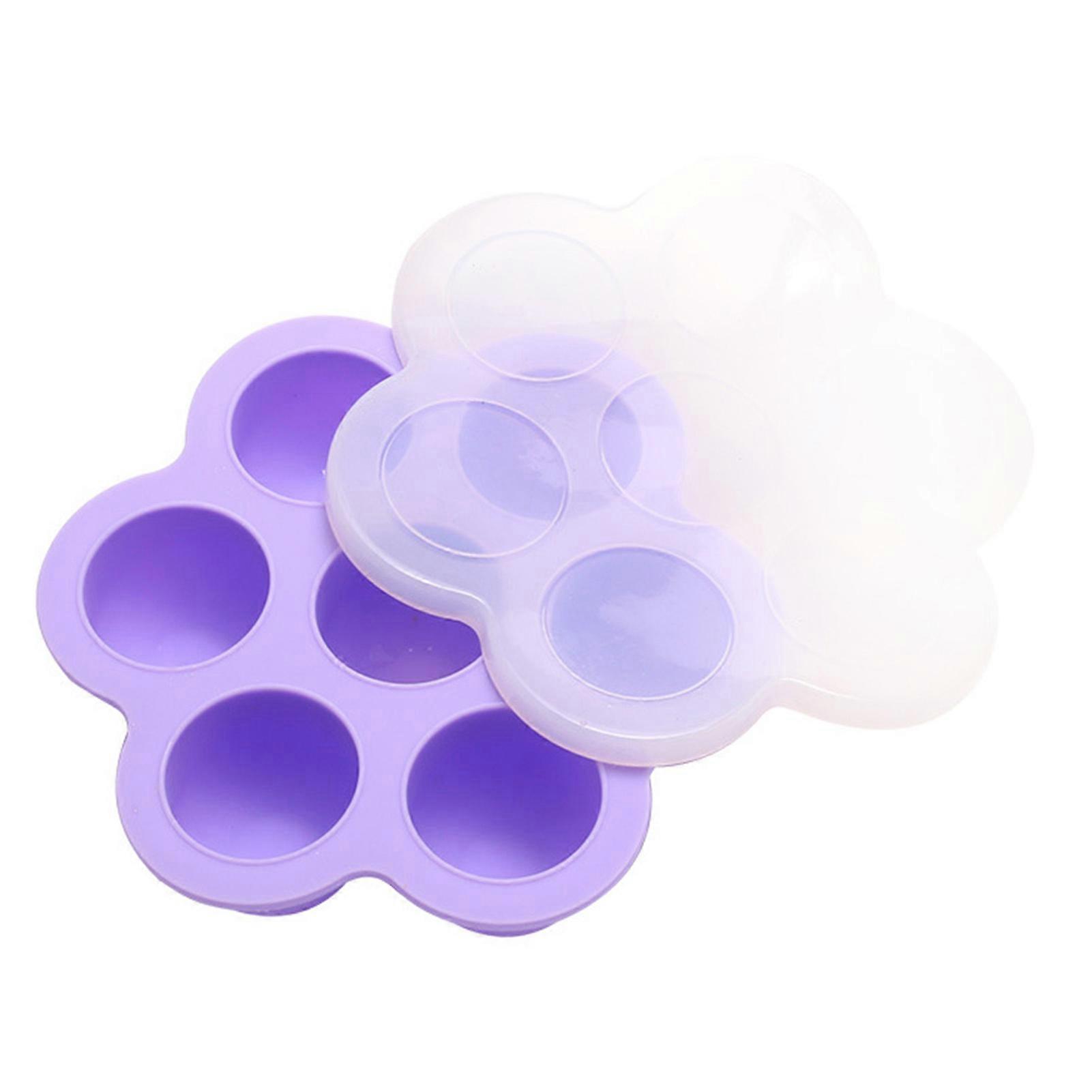 7 Holes Storage Container Health Safe Multi Functional Easy To Release Silicone Baby Food Freezer Tray with Lid for Fruit Purees Vegetables