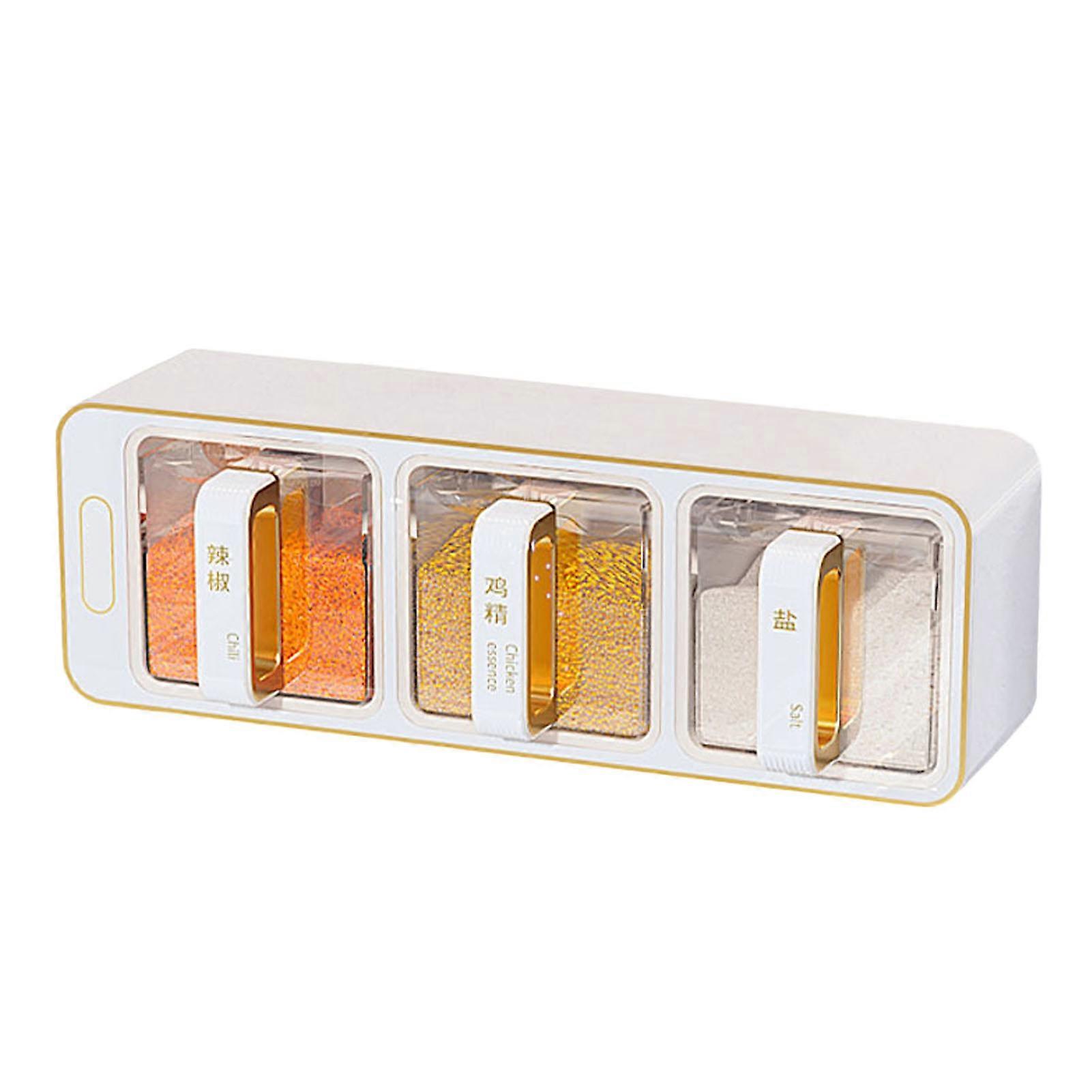Wall Mounted Spice Box 3 Compartments Space Saving Seasoning Storage Container Box Combo Set