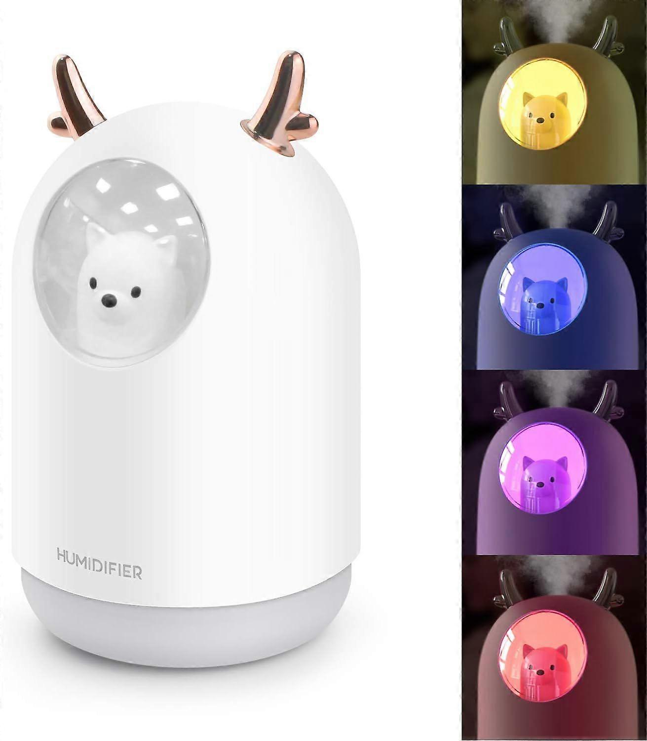 300ml Mini Air Humidifier, Quiet Humidifier with LED Lights, USB Desktop Humidifier Waterless Auto Shut Off for Home