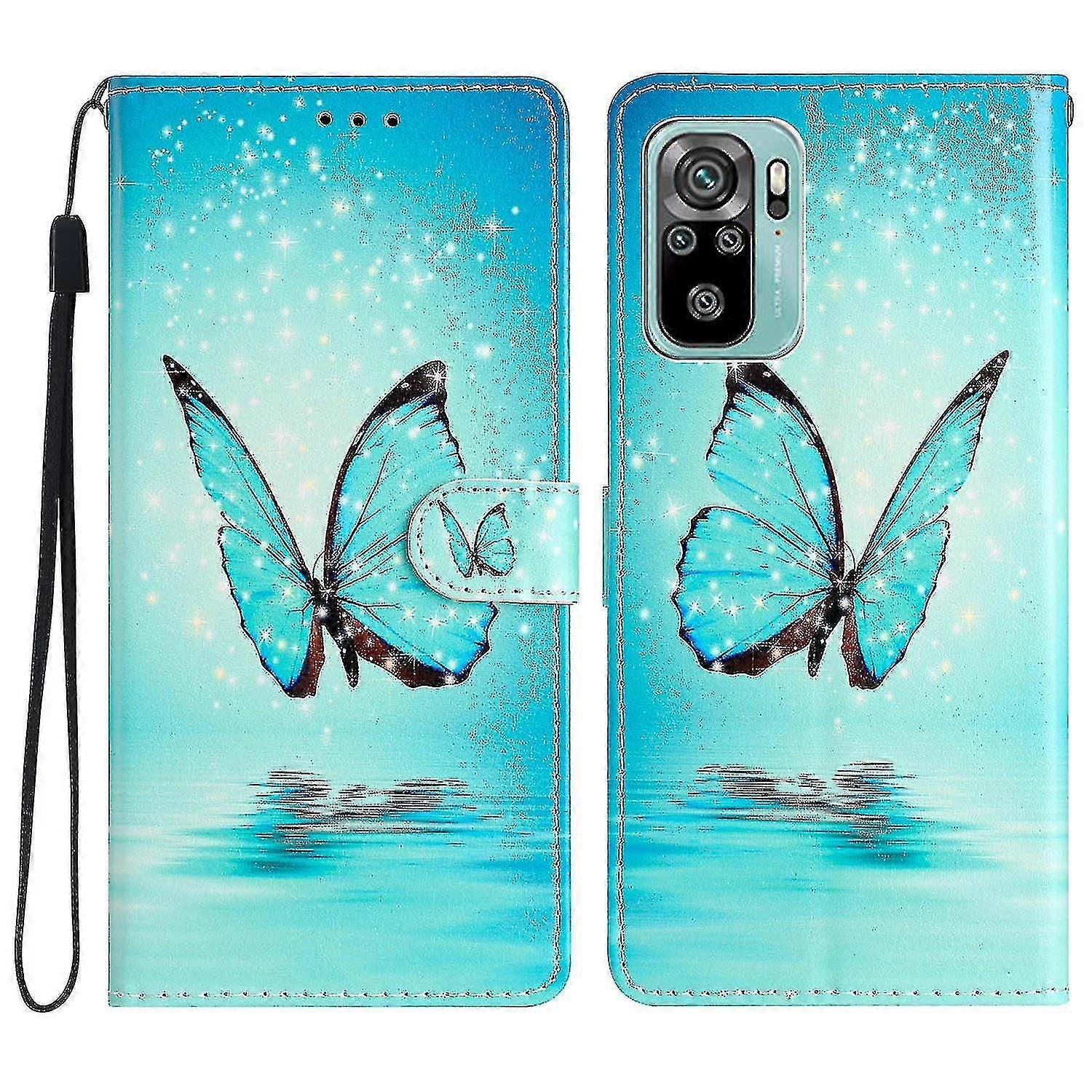 For Xiaomi Redmi Note 10 4g / Note 10s 4g Pu Leather Flip Wallet Case Pattern Printing Stand Magnetic Closure Phone Cover With Strap