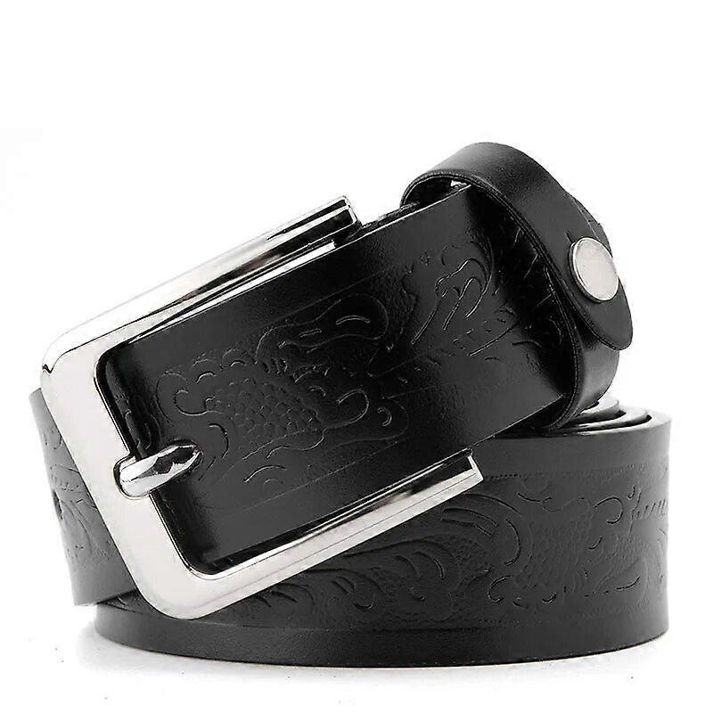 Floral Print Belt For Men Genuine Leather Belts 4.0 cm Strap Width Casual Leather Men Belts Black Color Dark Brown Dark Blue
