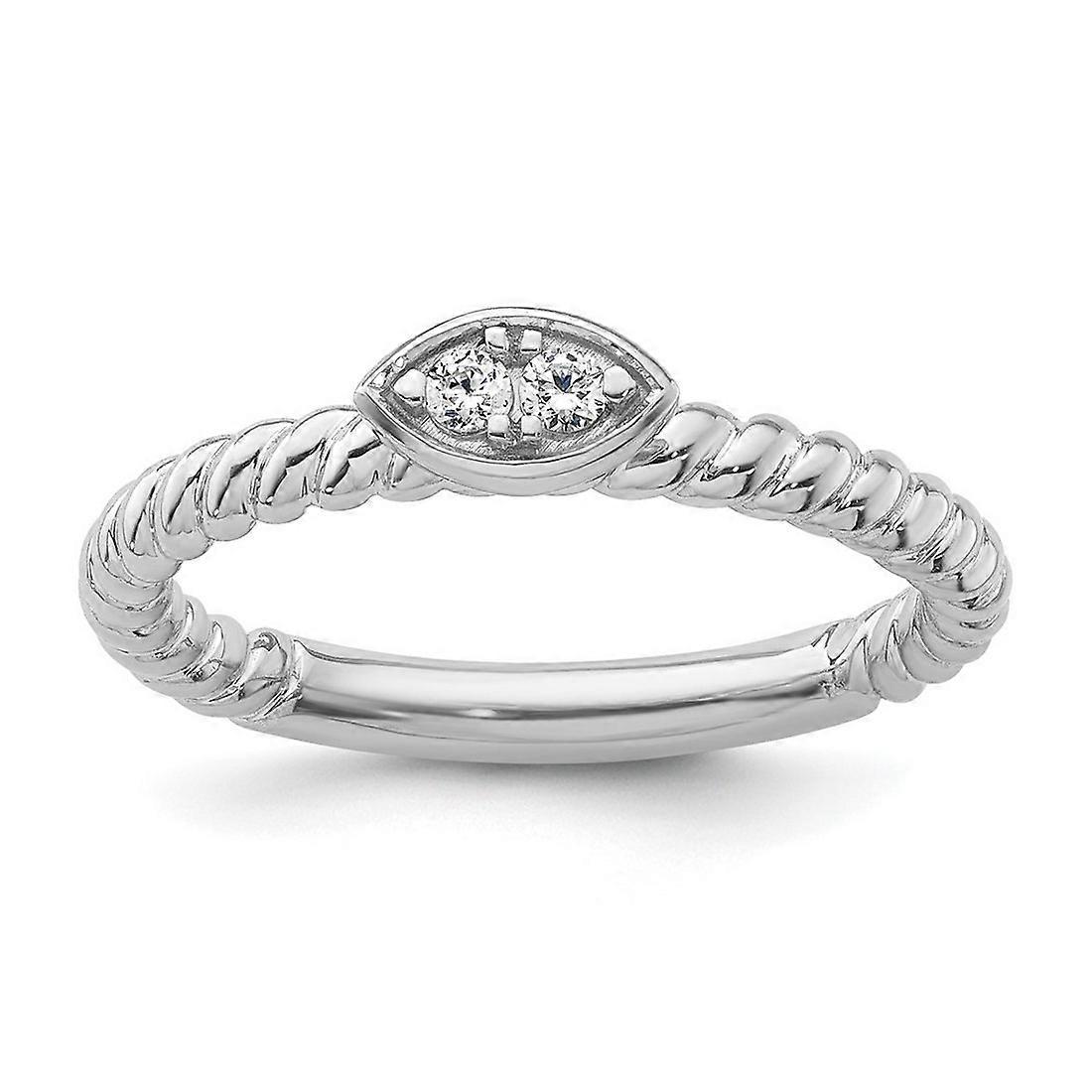 2.5mm 14k White Gold Stackable White Topaz Twisted Ring-Stackable-Ring for Women - Ring Size: 5 to 8