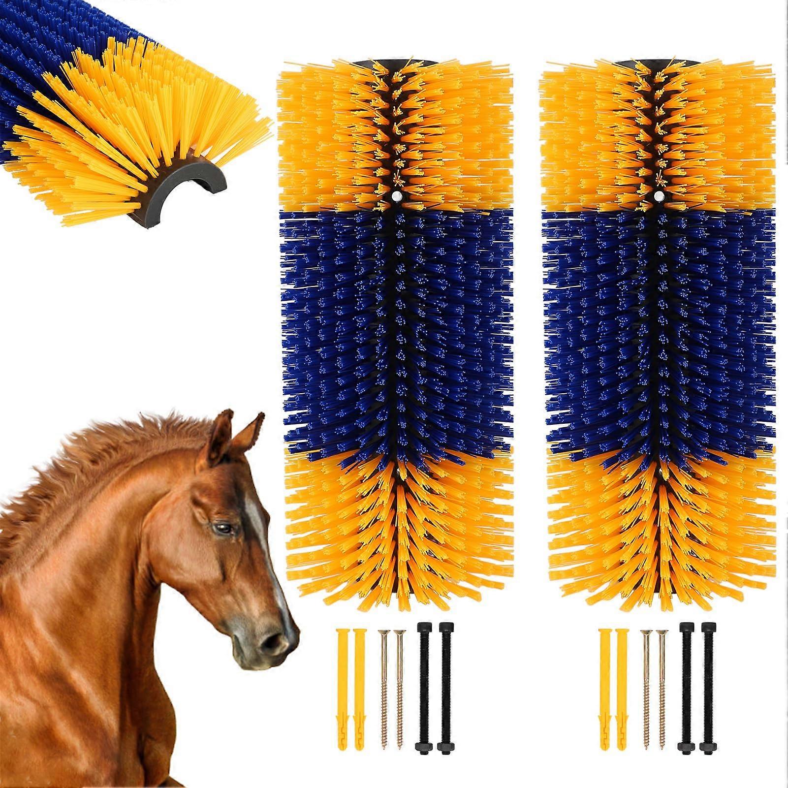 Livestock Scratching Brush for Goats and Horses - 2 Pack Yellow Grooming Brushes for Itching Relief
