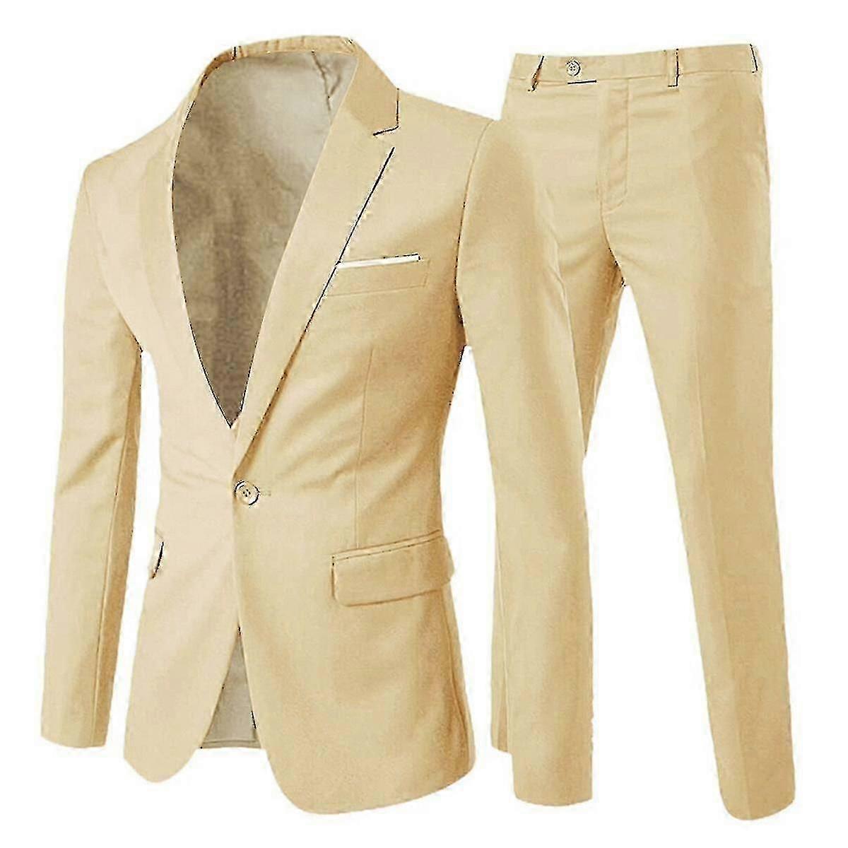 Allthemen גברים של 2 חלקים חליפה, Slim Fit צבע אחיד חתונה עסקית רשמית חליפה ז'קט ומכנסיים חדש 2024 באיכות גבוהה יוני 6.1 -CN