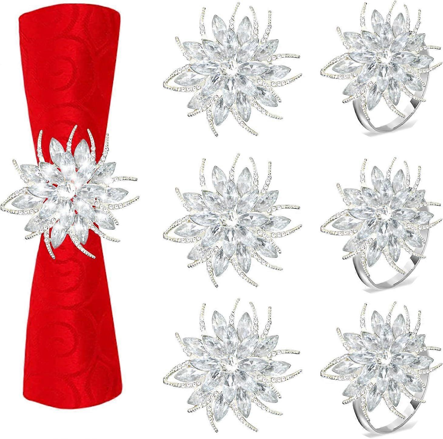 High quality brand new Bling Metallic Set of 6, Elegant Alloy Diamond Snowflake Napkins