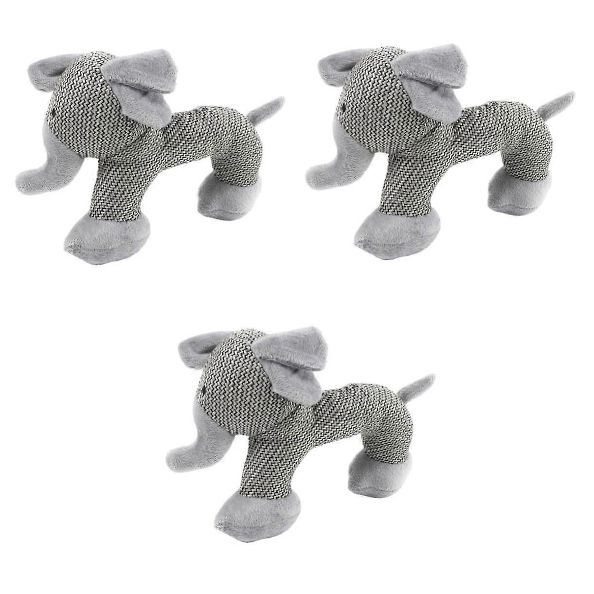 Dog Toys 3-Piece Plush Squeaky Dog Chew Toy Set For Puppies And Dogs, Light Grey Elephant