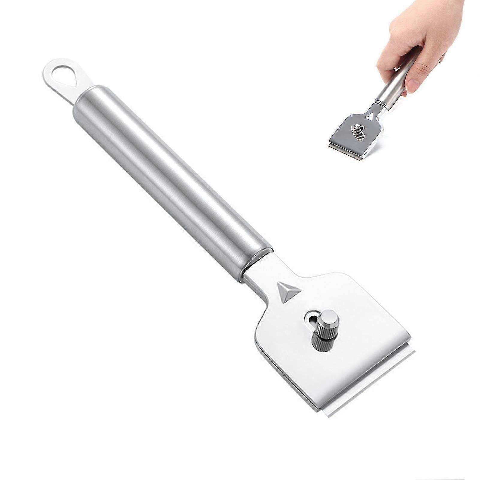 Glass Scraper Cleaning Tool | Stainless Steel Razor Blade Scraper with 4 Spare Blades - Glass Ceramic Scraper for Glass and Induction Hobs