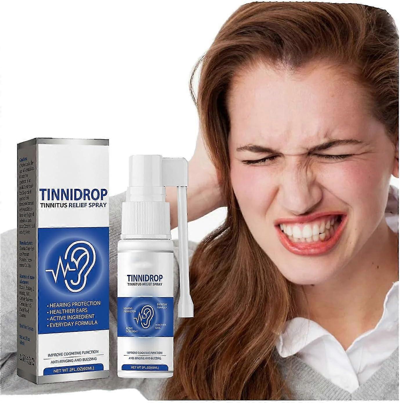 بخاخ Tinnidrop لتخفيف طنين الأذن ، 60 مل بخاخ لتخفيف طنين الأذن يخفف من طنين الأذن ، ظهر الأذن ، عدم الراحة في الأذن ، بخاخ العناية بتنظيف شمع الأذن