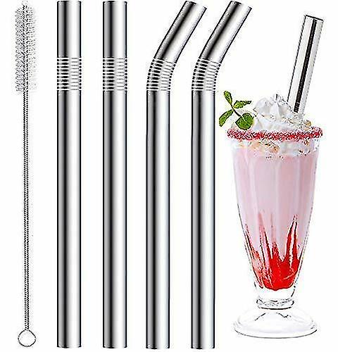 0.4'' Extra Wide Återanvändbar 5-bitars set4s rostfritt stål Smoothie Sugrör