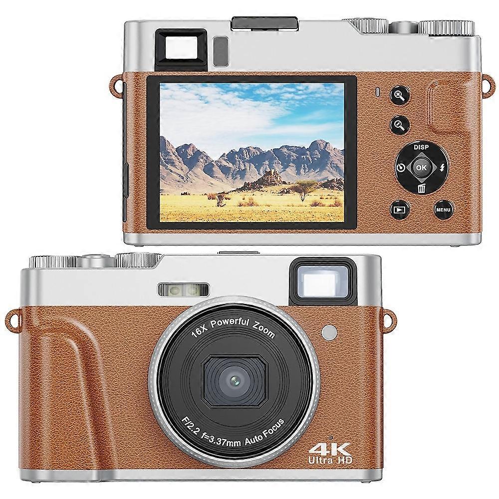 DC202L 4K HD 16X Zoom Digital Camera Brown US Plug