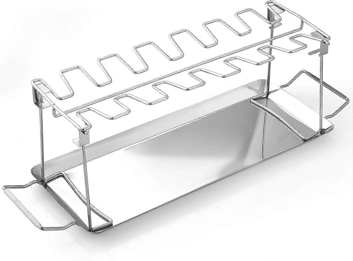 Chicken Leg And Wing Rack For Grill Smoker Oven, Easy To Use 12 Slots Chicken Leg Rack With Drip Tray