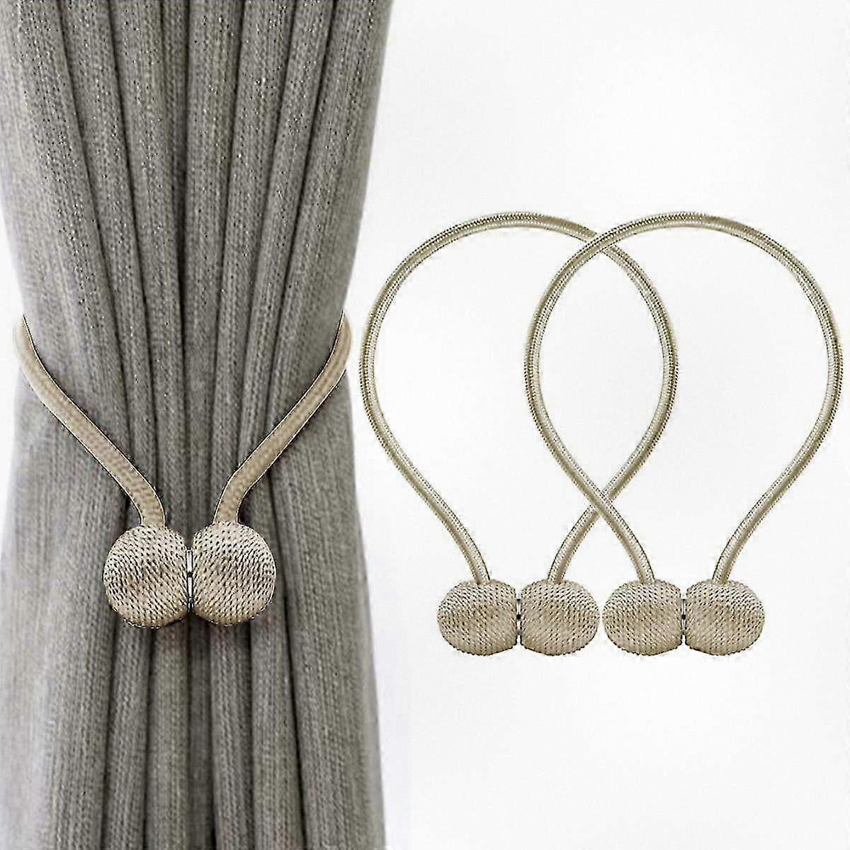 Set of 2 Magnetic Curtain Tie Back Clips in Beige Color for Home Decor and Organization