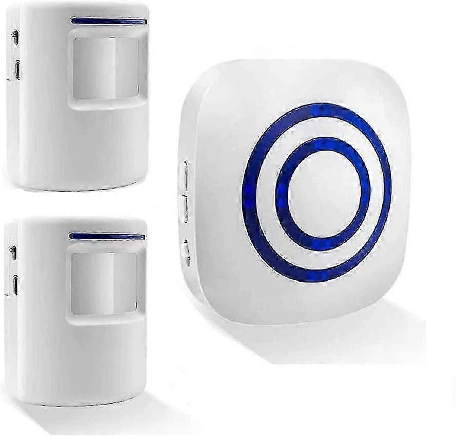 Wireless Doorbell Electric Door Chime Kit With 1 Receiver And 2 Pir Motion Detector Sensor Alert Visitor Security Alarm With 38 Melodies At 3 Volume L