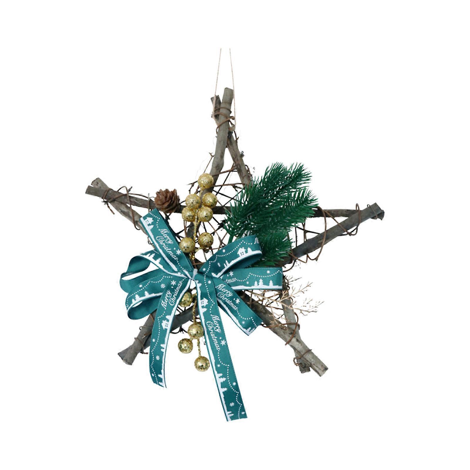 Corona di anelli in rattan in stile romantico, ghirlande decorative naturali dal design unico, anello in rattan multicolore da 40 x 40 cm + corona di benvenuto in panno di seta,