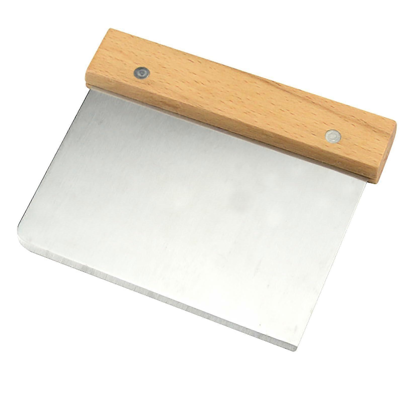 Raspador de Manteiga de Aço Inoxidável com Cabo de Madeira, 5x4.5 Polegadas