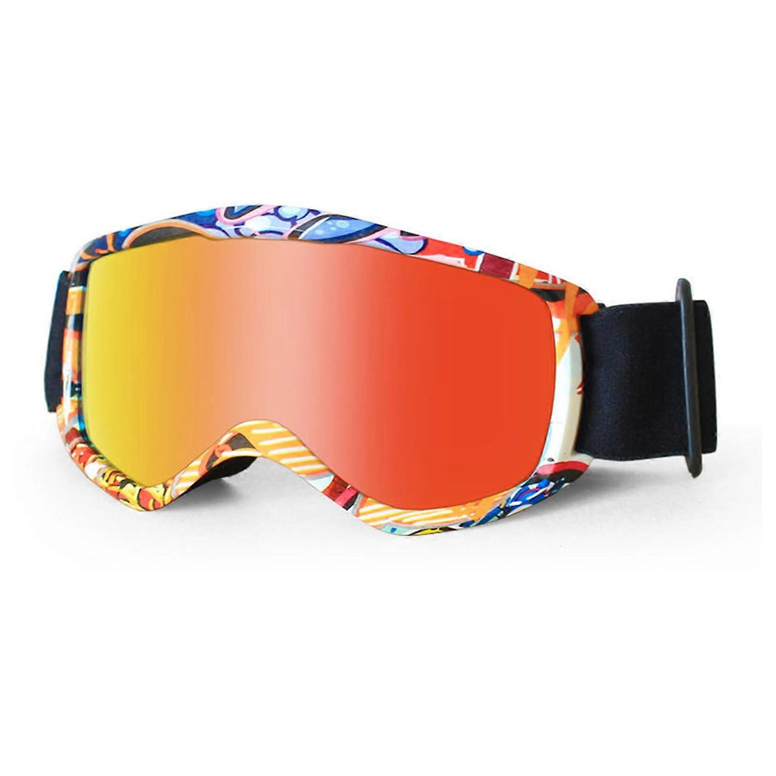WXPXYBF Children's Ski Goggles HDLENS Double-Layer Anti-Fog Frame 100% Protection Snowboard Goggles for Ages 6-14 C