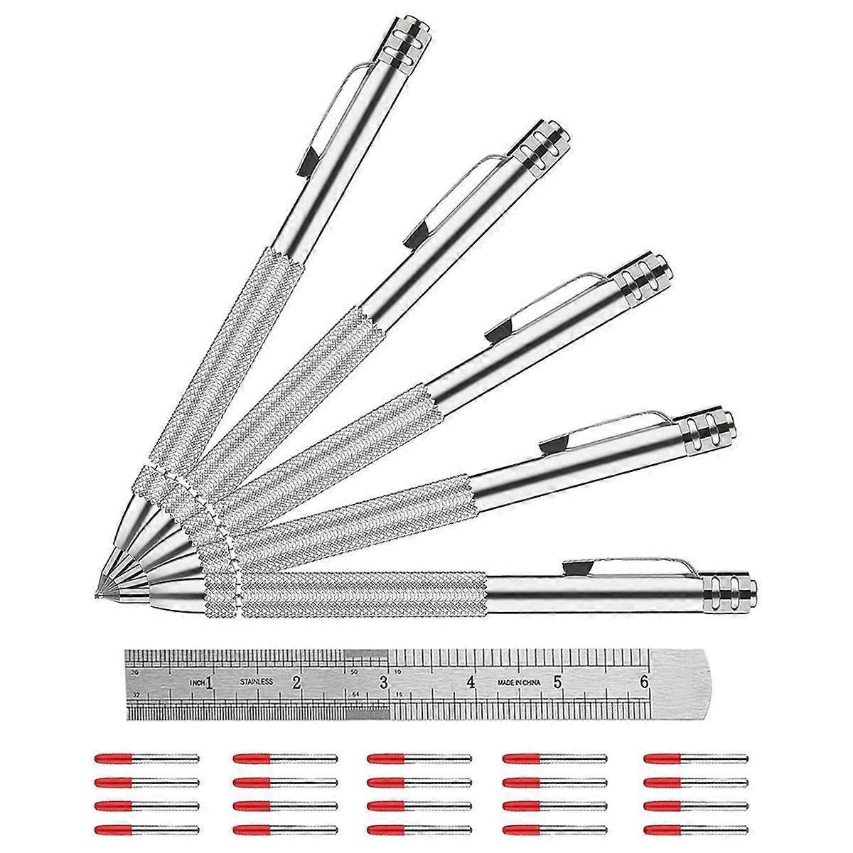 Tungsten Carbide Scriber Set for Metalworking,Magnetic Knurled Engraving Tool for Steel/Glass/Ceram