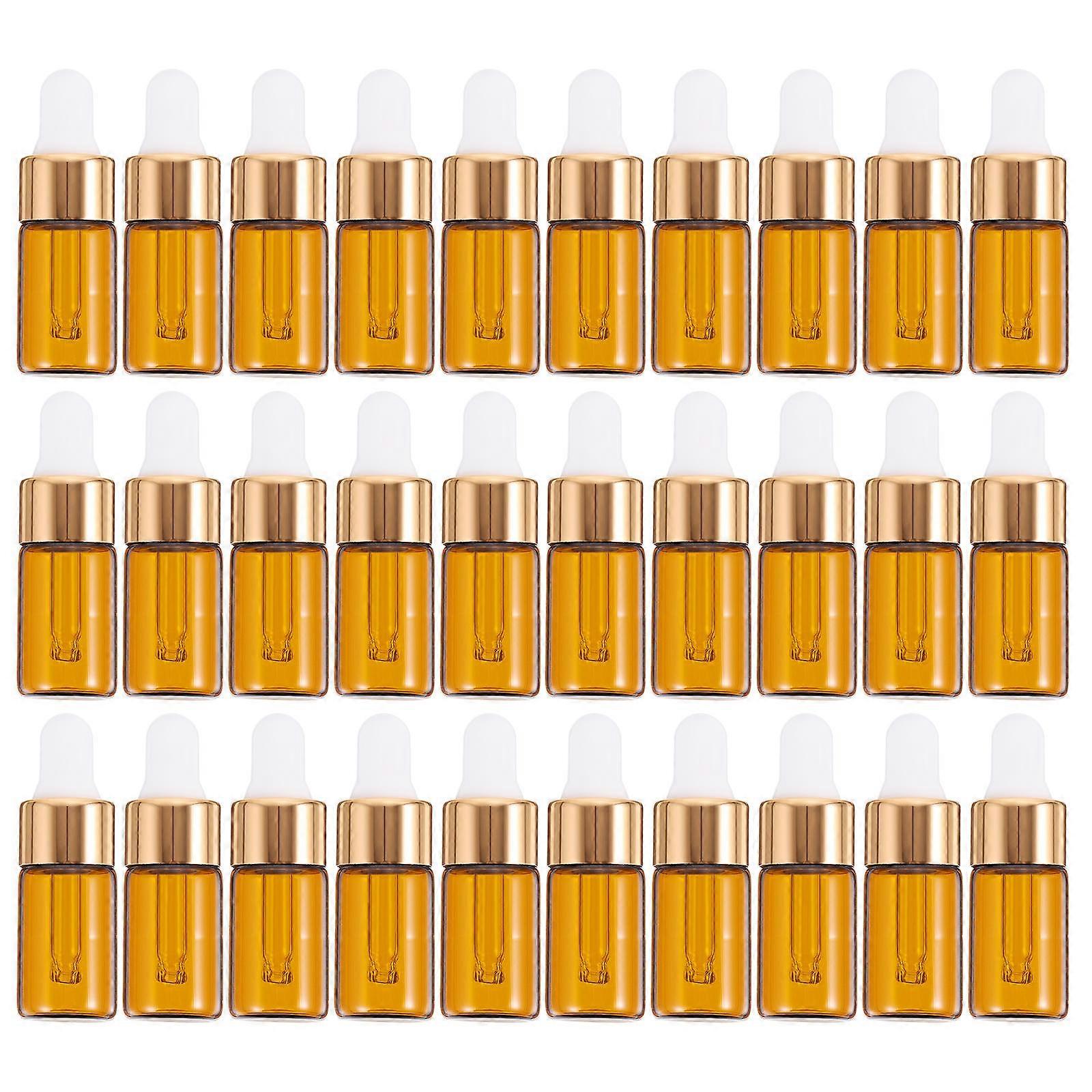 30pcs Portable Glass Dropper Bottles for Essential Oil Storage with 3ml Capacity