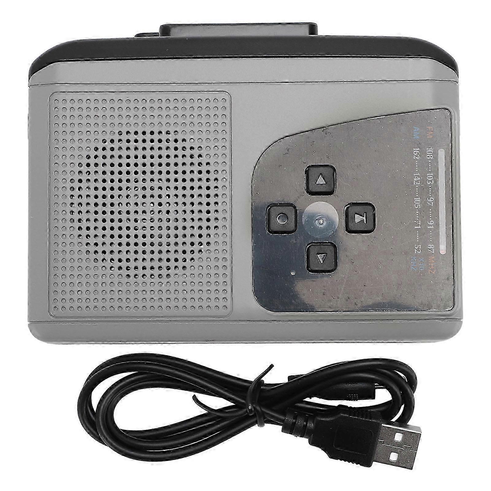 2025 Portable ABS Cassette to MP3 Converter AM FM Radio Tape Player Recorder with Built in 8Ω 1W Speaker for Travel
