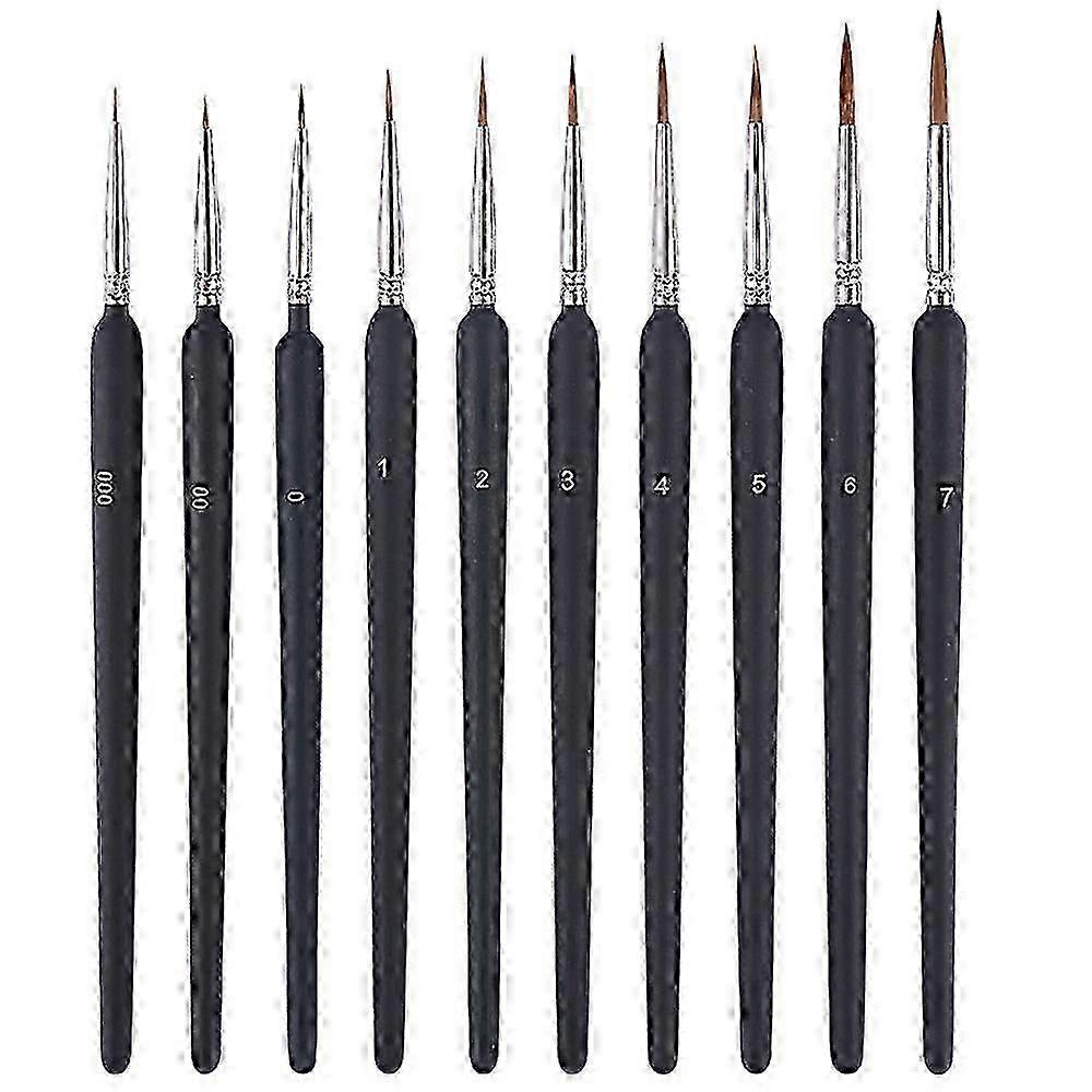 10 Fine-Pointed Brushes. Mini Fine Brush Set Designed for Painting Scale Models and Creating Detailed Line Drawings