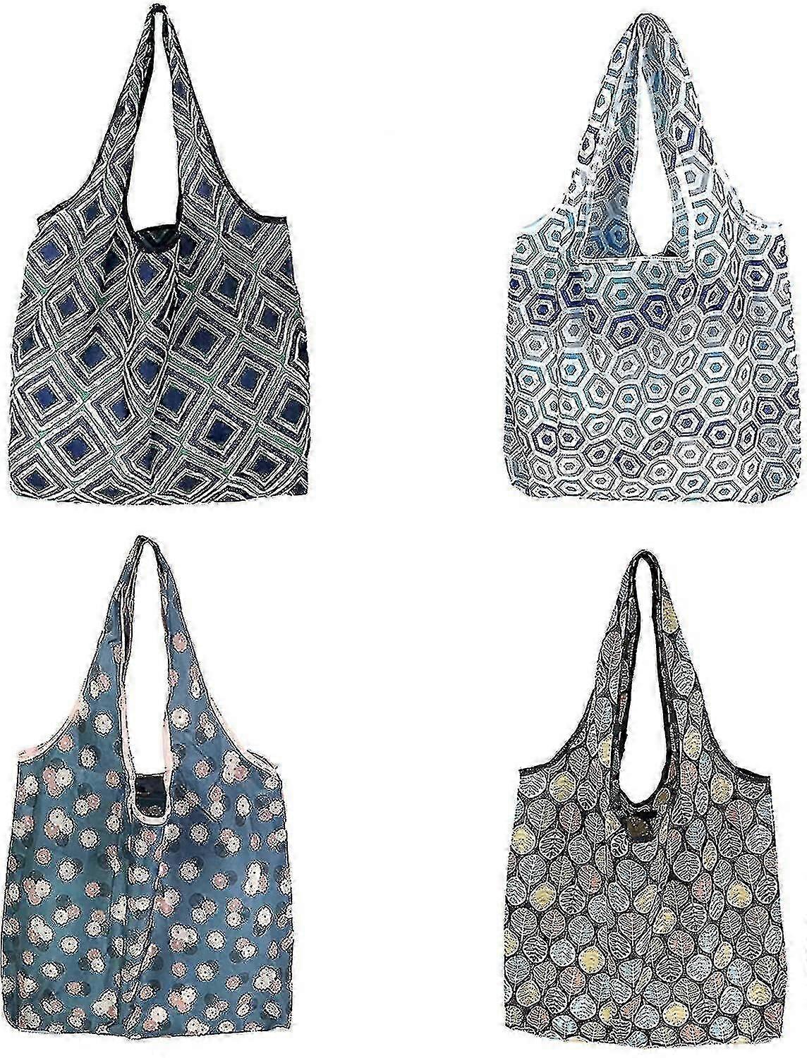 Bolsas de compras plegables, 4 piezas, reutilizables, plegables, mxbc