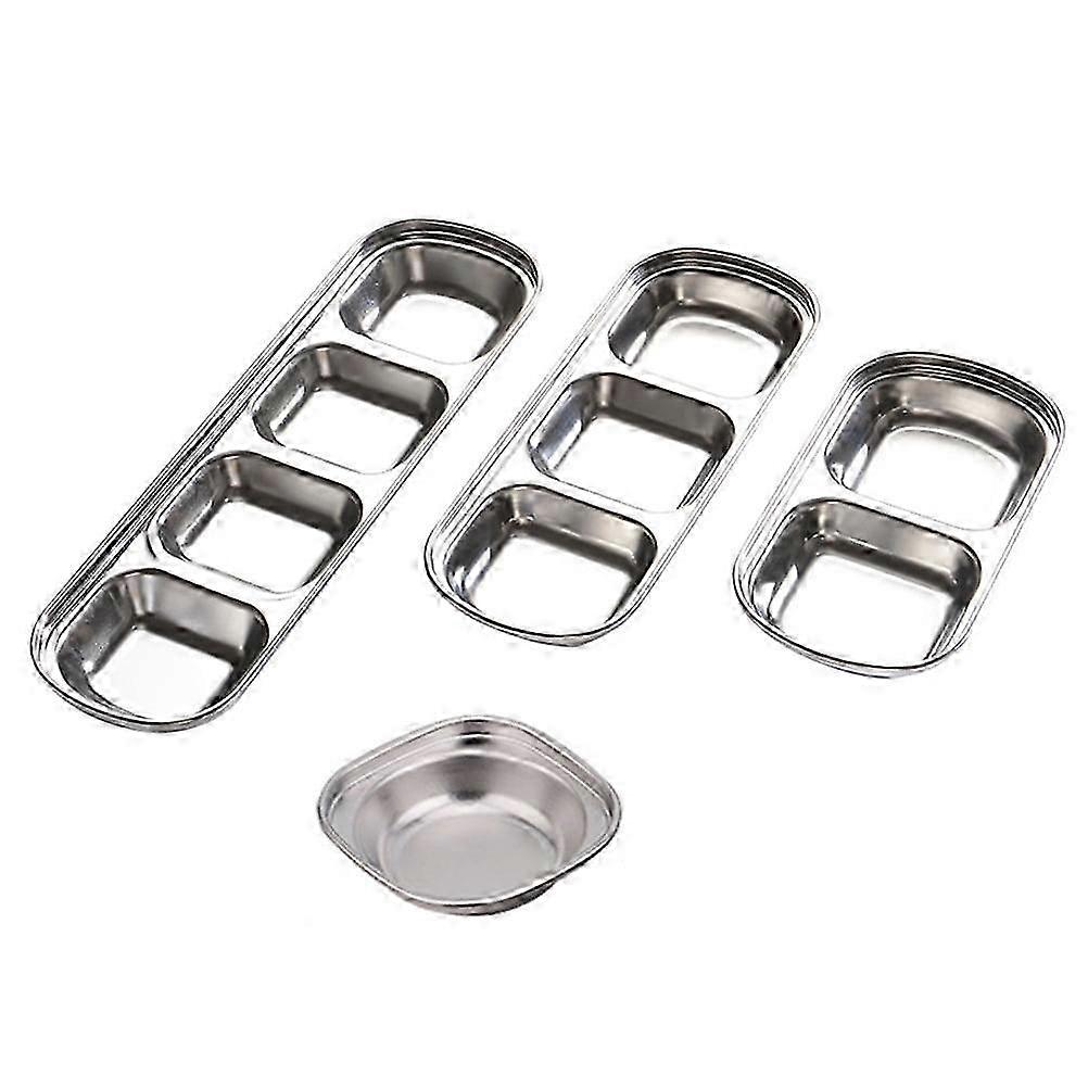 Stainless Steel 4-Piece Sauce & Appetizer Tray Set - Multiple Styles