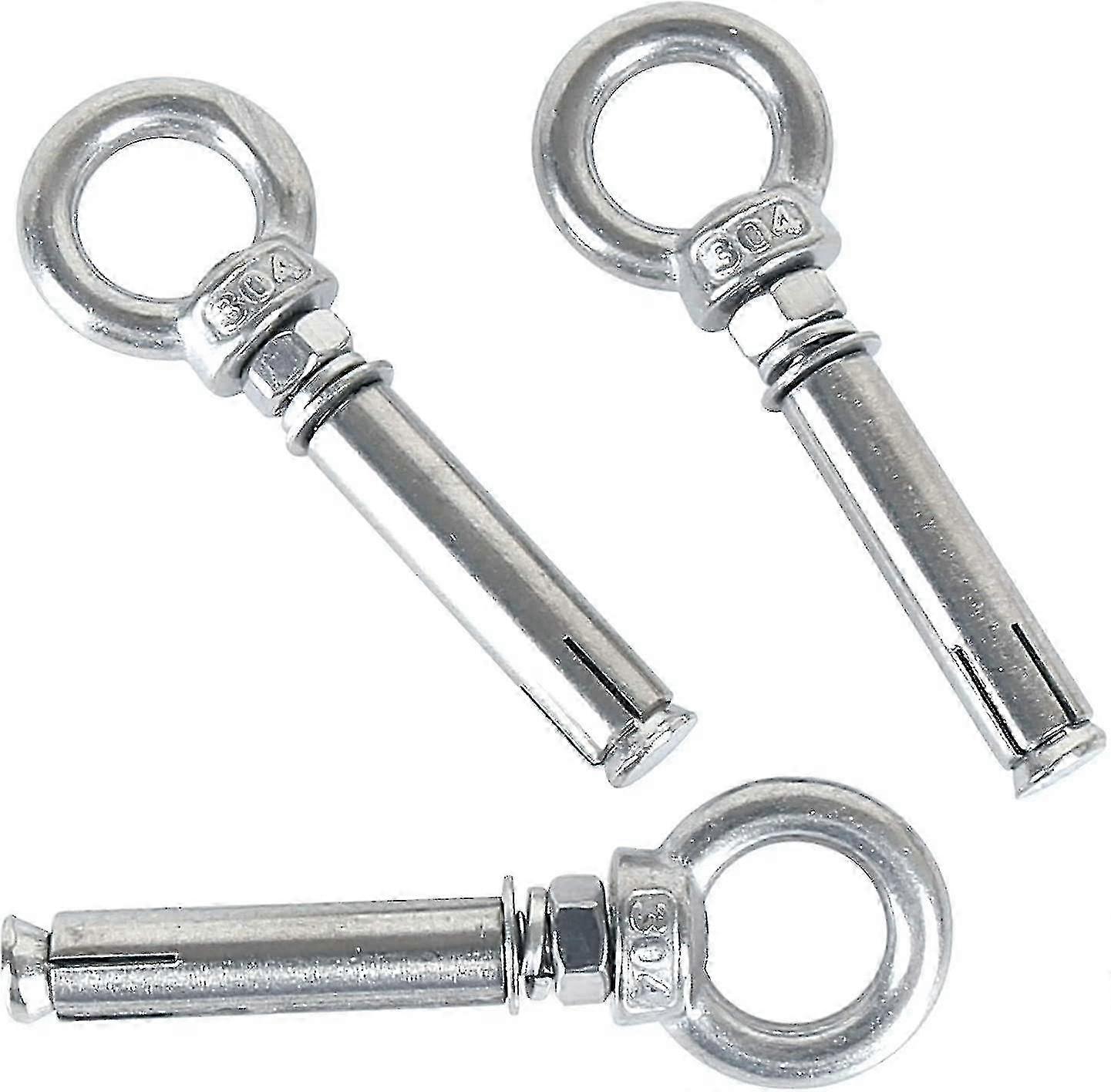 304 Paslanmaz Çelik M6x80mm Delikli Vidalı Genleşme Ankraj Cıvataları 5'li Paket