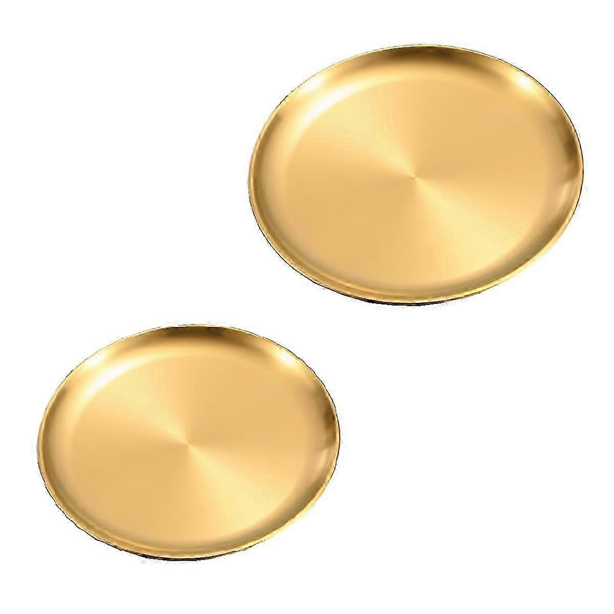 Golden BBQ Thick Round Plate for Cafe and Fruit Cake