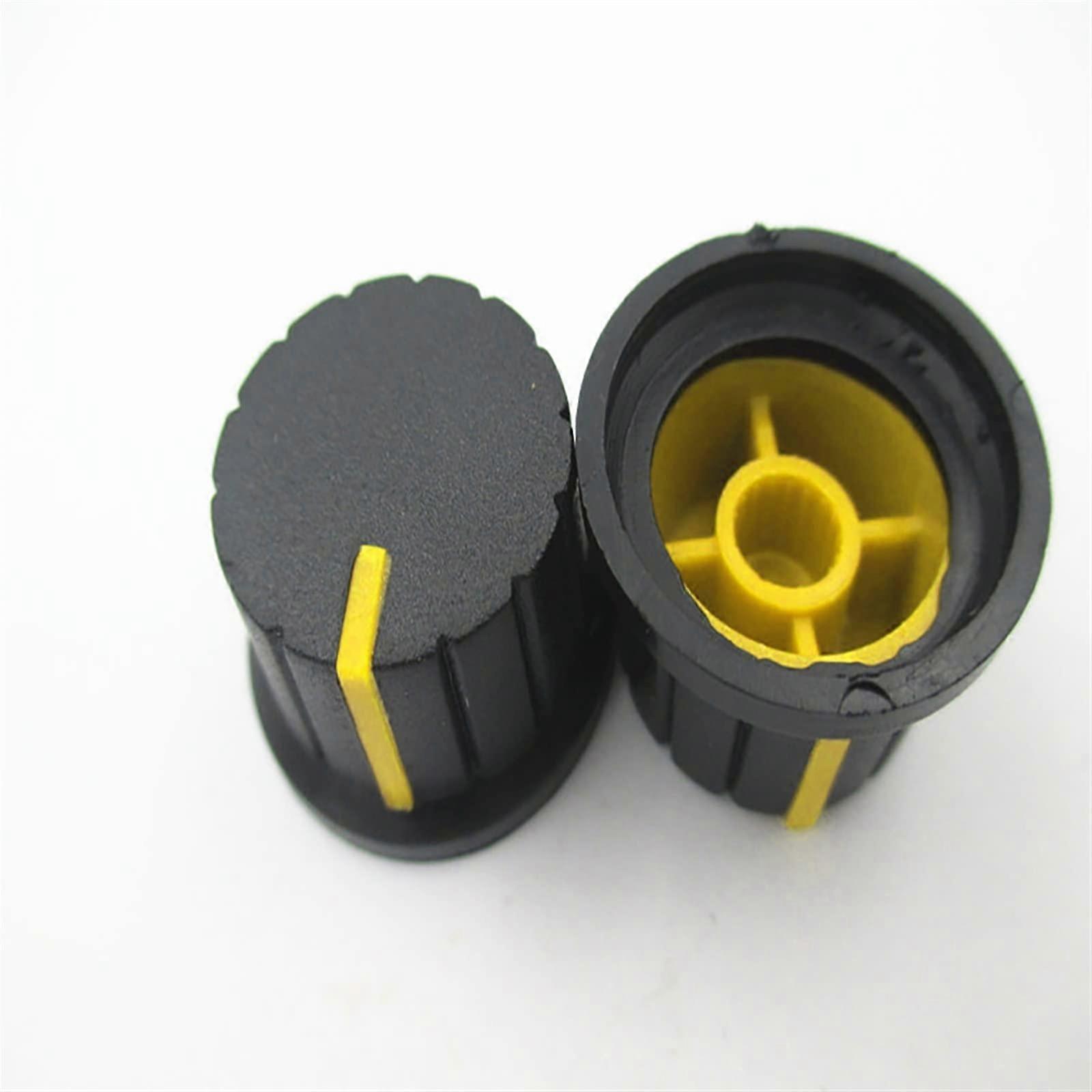 Shaft Knob Cap Pack of 50 Two-Tone Straw Hat Type Potentiometer Buttons 6 mm Diameter 24 x 15 mm Yellow