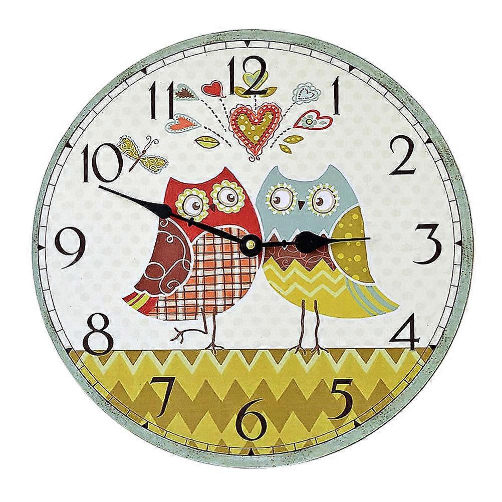 Decorațiuni de perete Desene animate Bufniță Ceas de perete pentru camera dormitorului 35x35cm Pătrat Bambus Time Telling 1Set