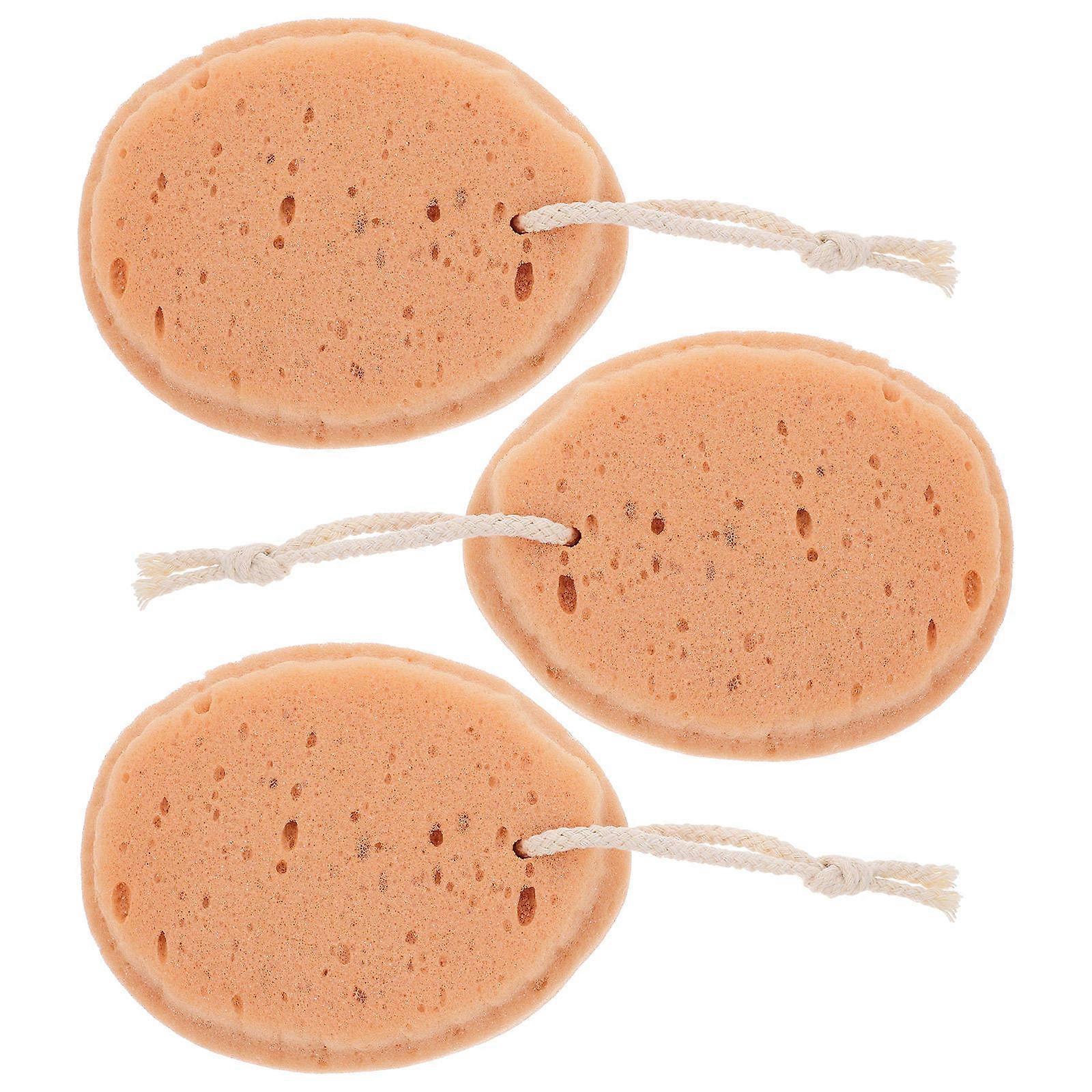 Bathing Sponge Soft Bath Sponges Gentle Exfoliating For Toddlers And Newborns Light Brown 14.50X11.00X5.30CM Effective Cleaning 3Pcs