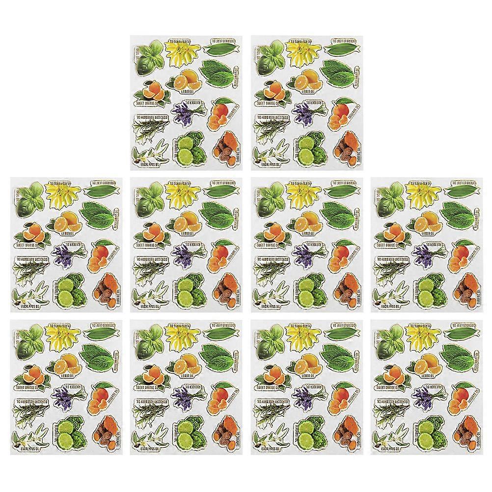 Name Tag Stickers Essential Oil Bottle Labels Multi Colorful 10x12cm Pvc Organization 10 Sheets