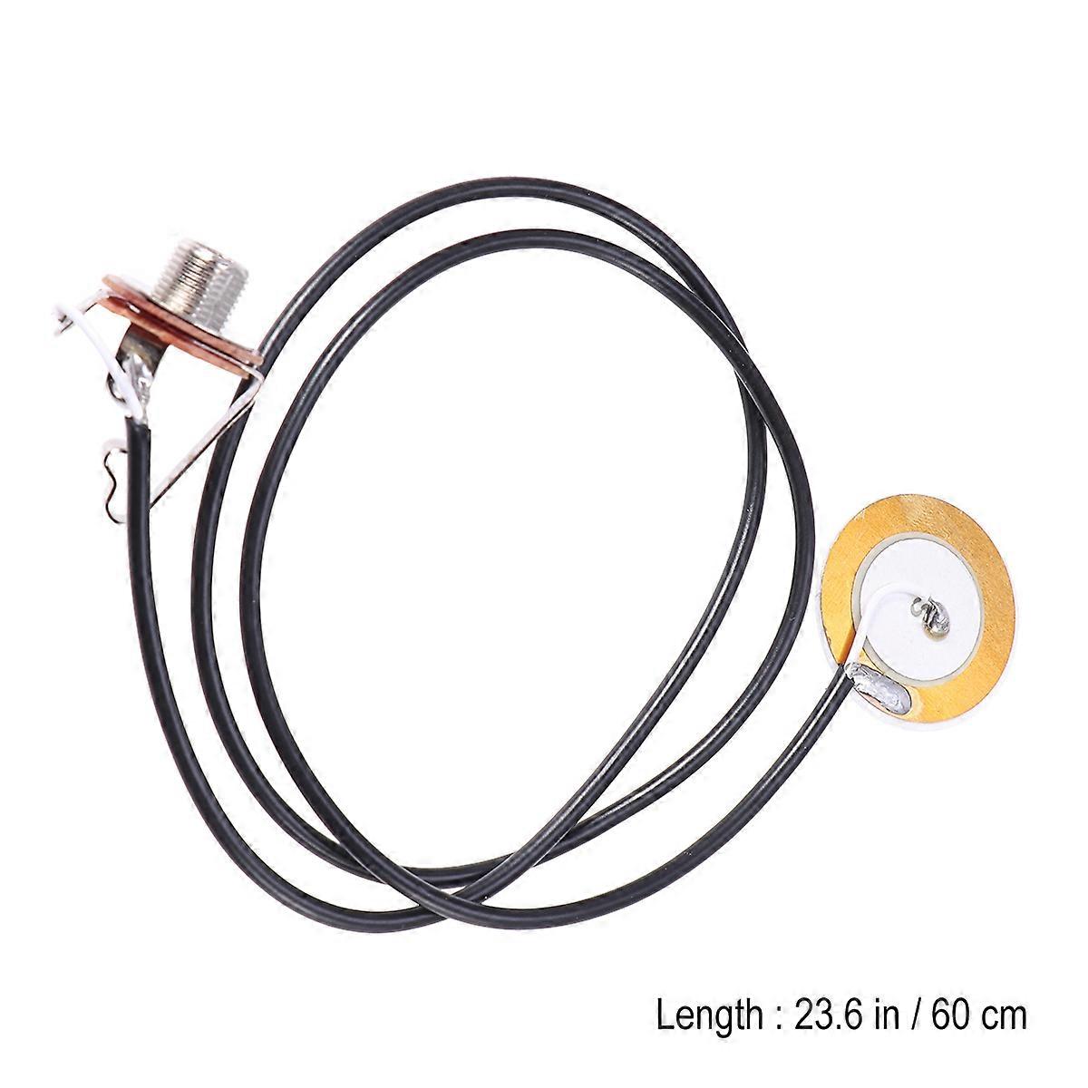 Durable Cigar Box Guitar Pickup with Pre Wired Piezo Amplifier Jack for Easy Installation on Acoustic Instruments, Long Shaft Piezo Transducer