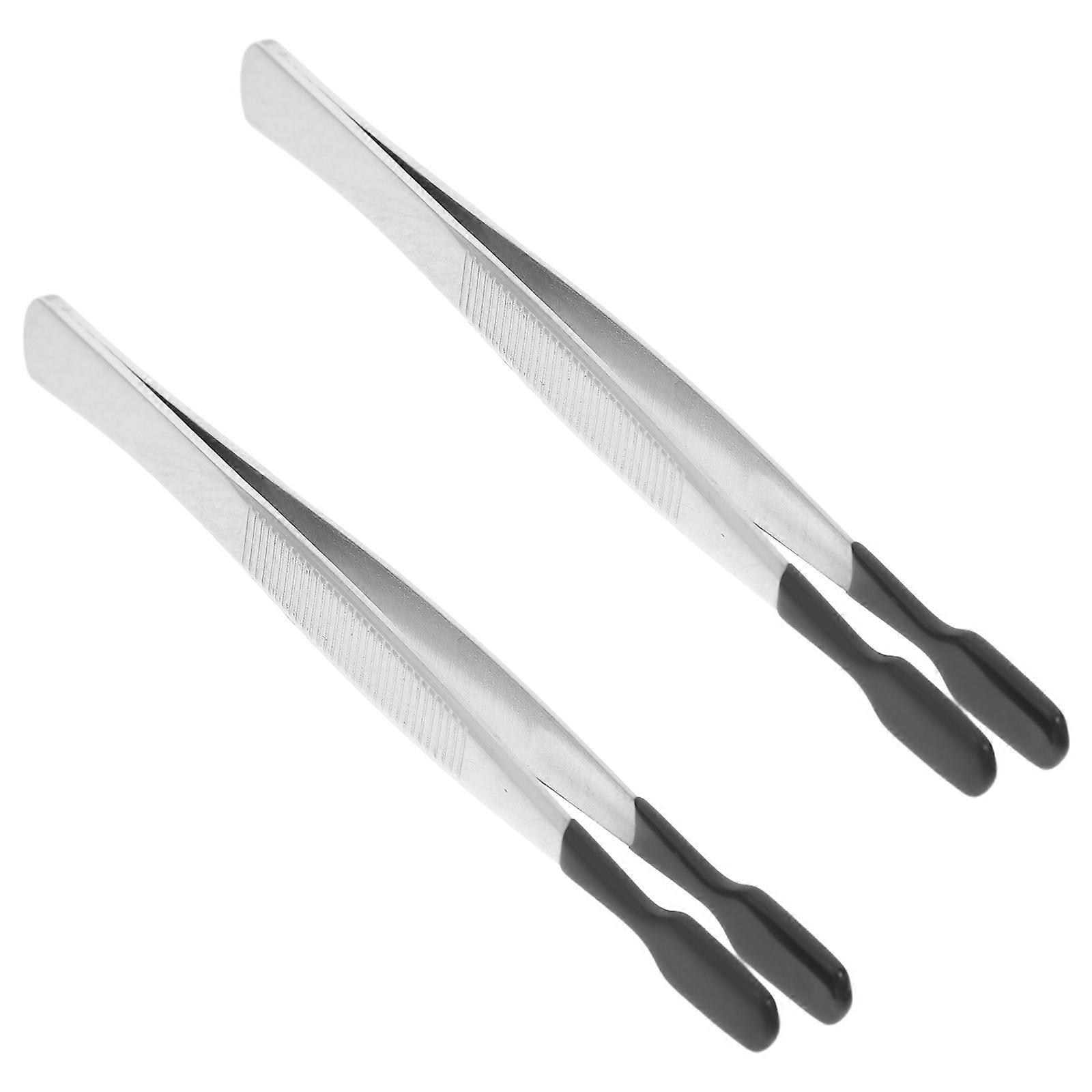 Stainless Steel Tweezers with Non Slip Silicone Tips – Precision Tip Tool for Jewelry Making, Eyelash Application, and Stamp Handling (2pcs)
