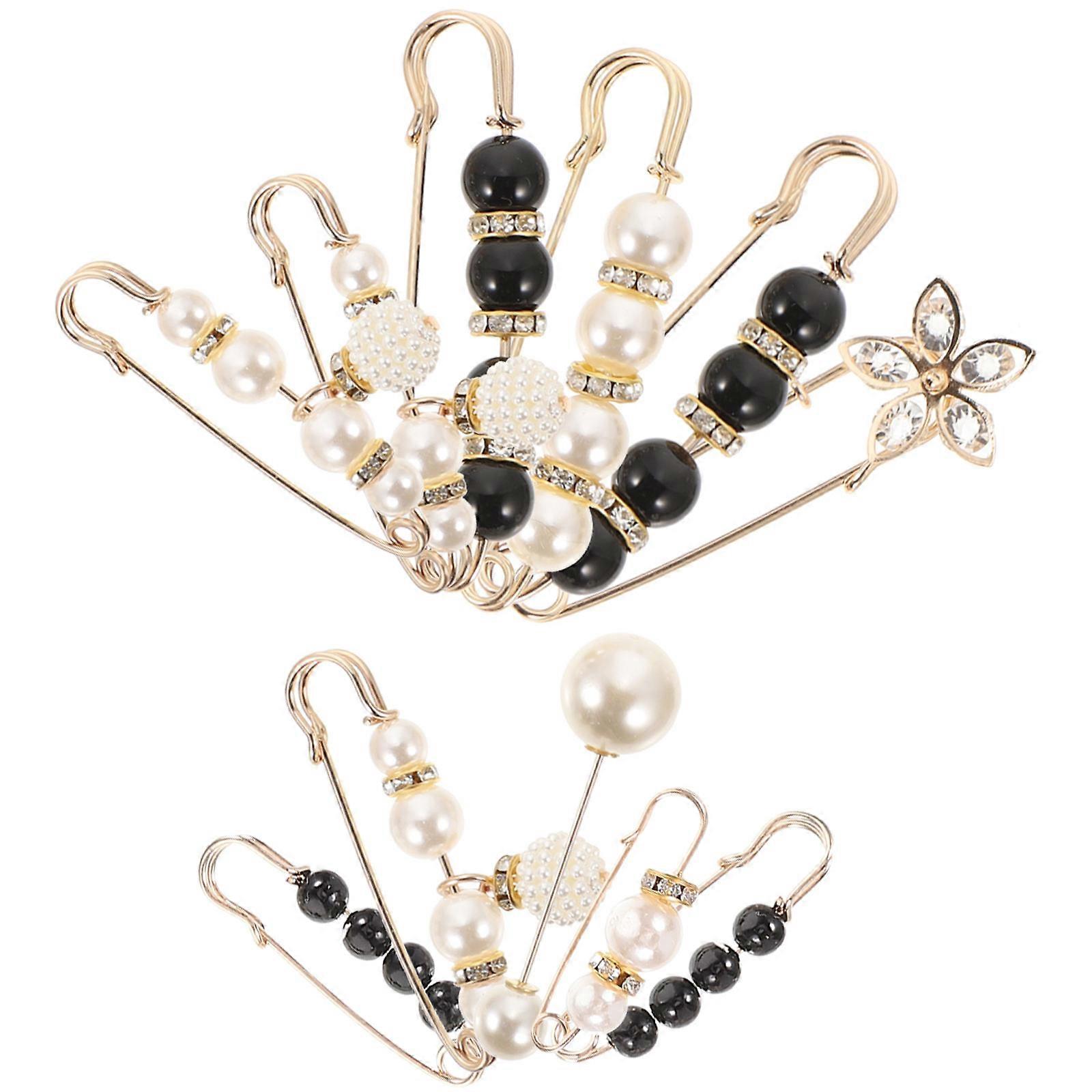 Pearl Brooch Pins Set Elegant Waistband Fixer Clips for Skirts, Pants & Dresses Delicate Design for Fashion Outfits