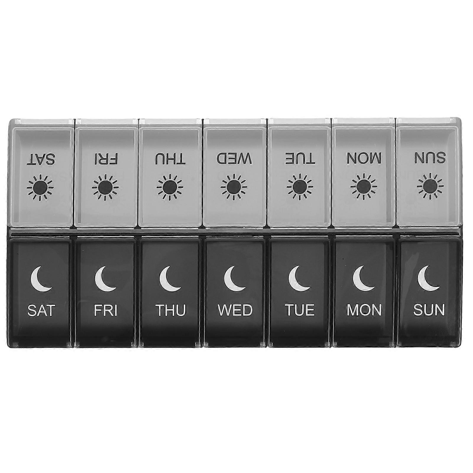 Portable Case with 14 Compartments for Weekly Storage Use Made of PP Material Assorted Color