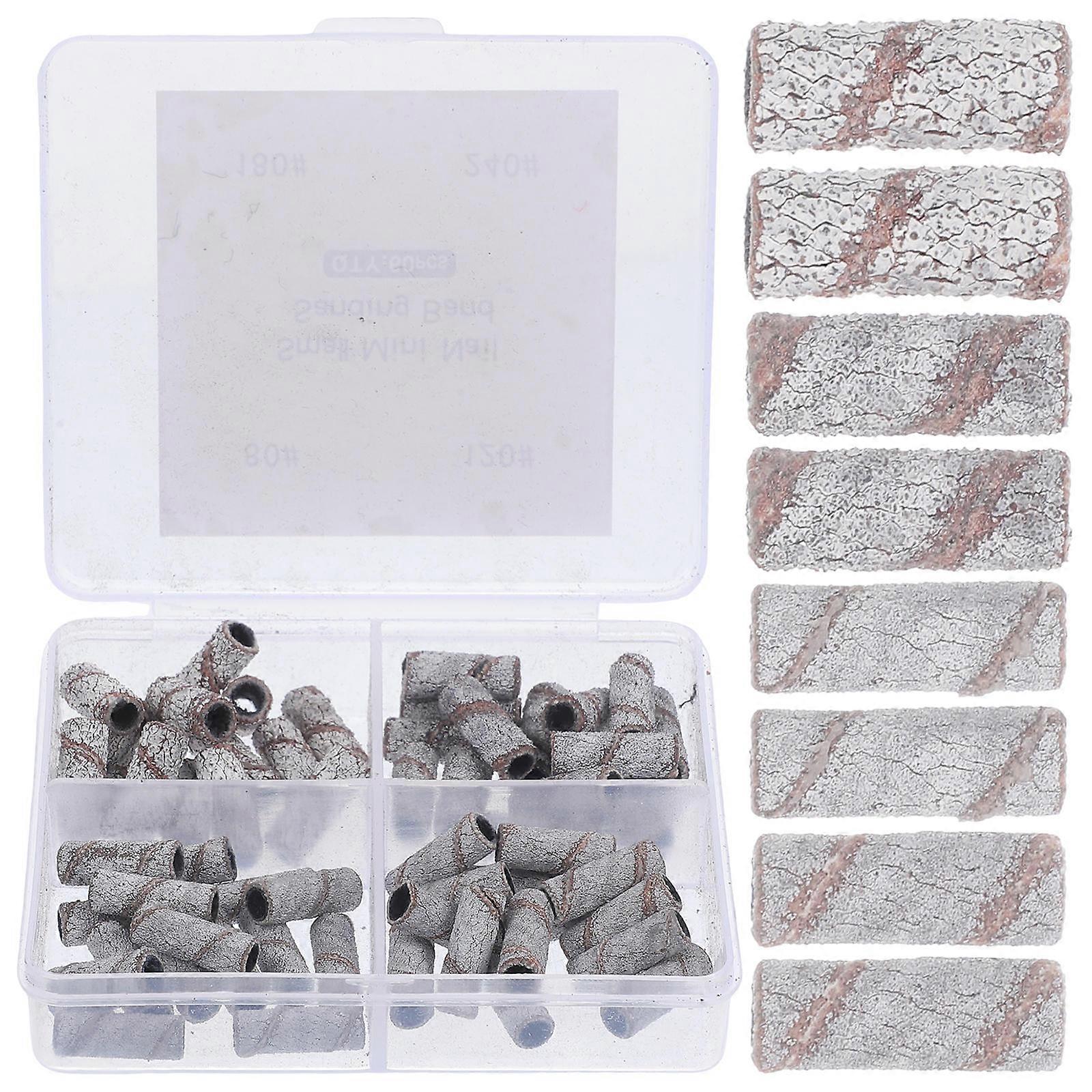 Sanding Bands for Nail Drill Bits Manicure Supplies Assorted Color 1.2x0.5x0.5cm Remove Nail Polish 60Pcs