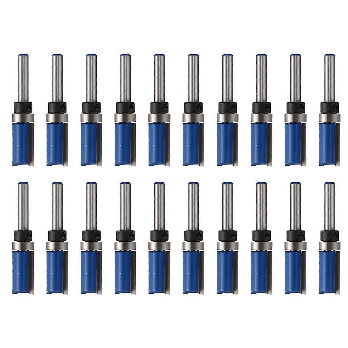 20pcs 1/4inch Shank Router Bit Twin 2 Fluted Imperial Jig Template Cutter Woodworking