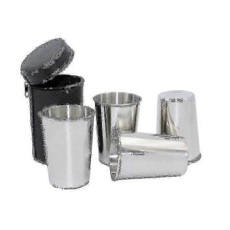 150ml Stainless Steel 4pcs Outdoor Wine Glass With Cup Bag Portable Stackable Mugs
