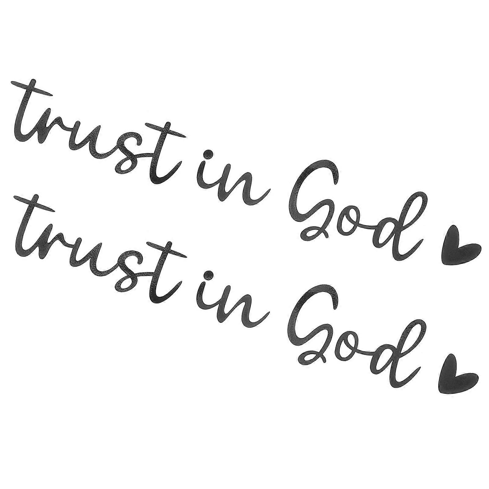Car Rearview Mirror Decal Trust In God Sticker Durable Vinyl Black Rectangle Safety Reminder For Car Mirror 2Pcs