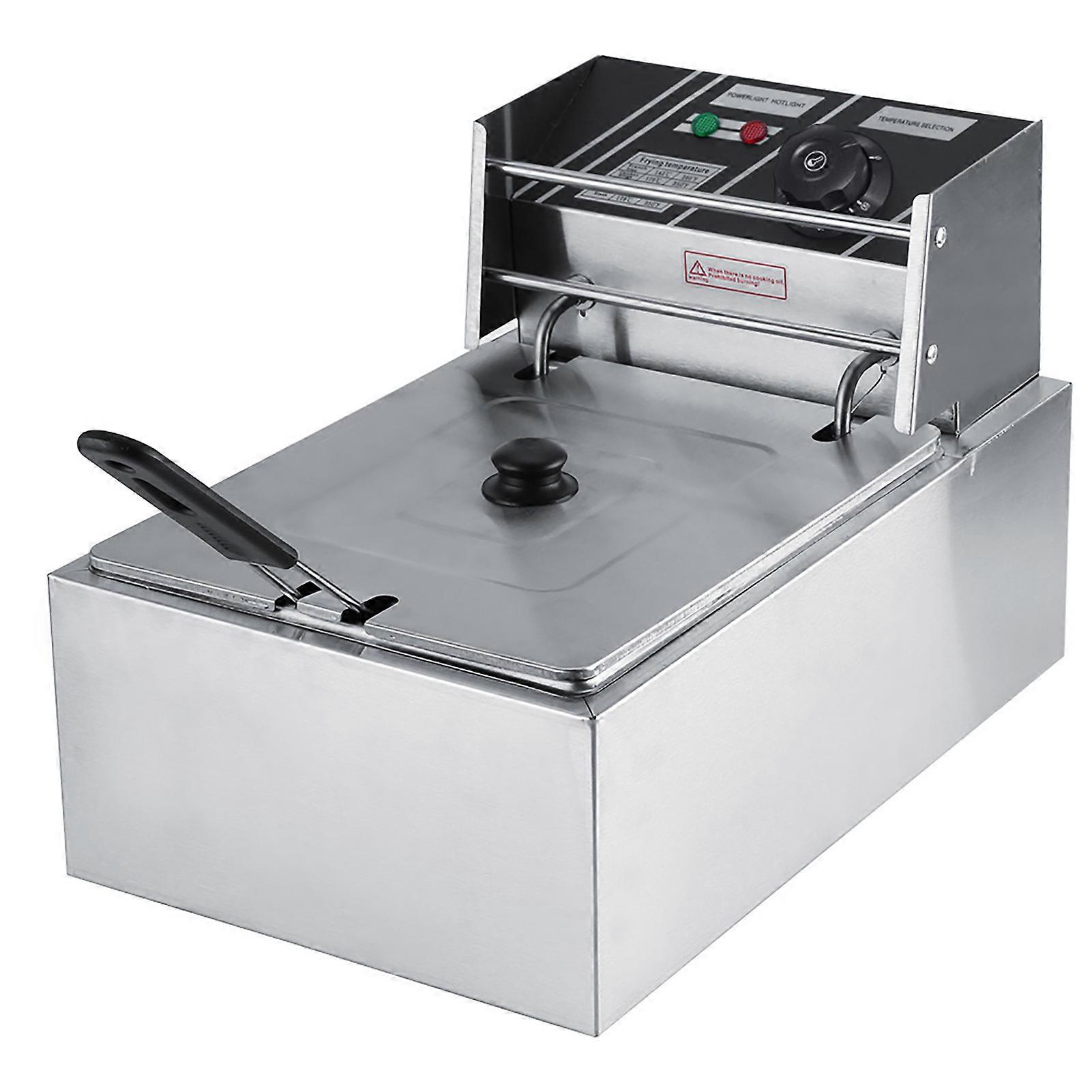Friteuse électrique en acier inoxydable de 6 L avec panier pour usage commercial et domestique