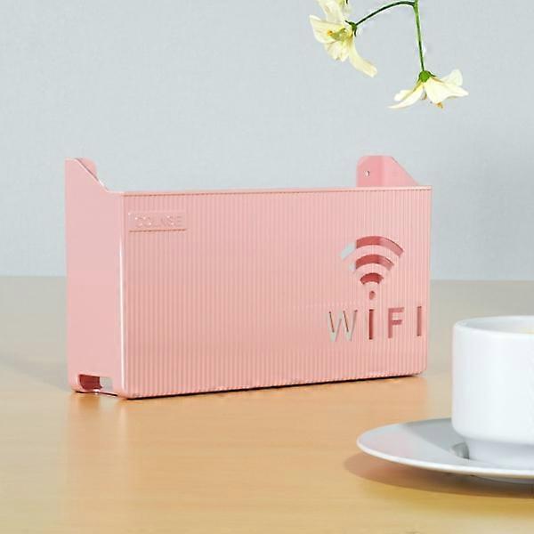 Wireless Wifi Router Shelf Storage Box Wall Hanging ABS Material Pink