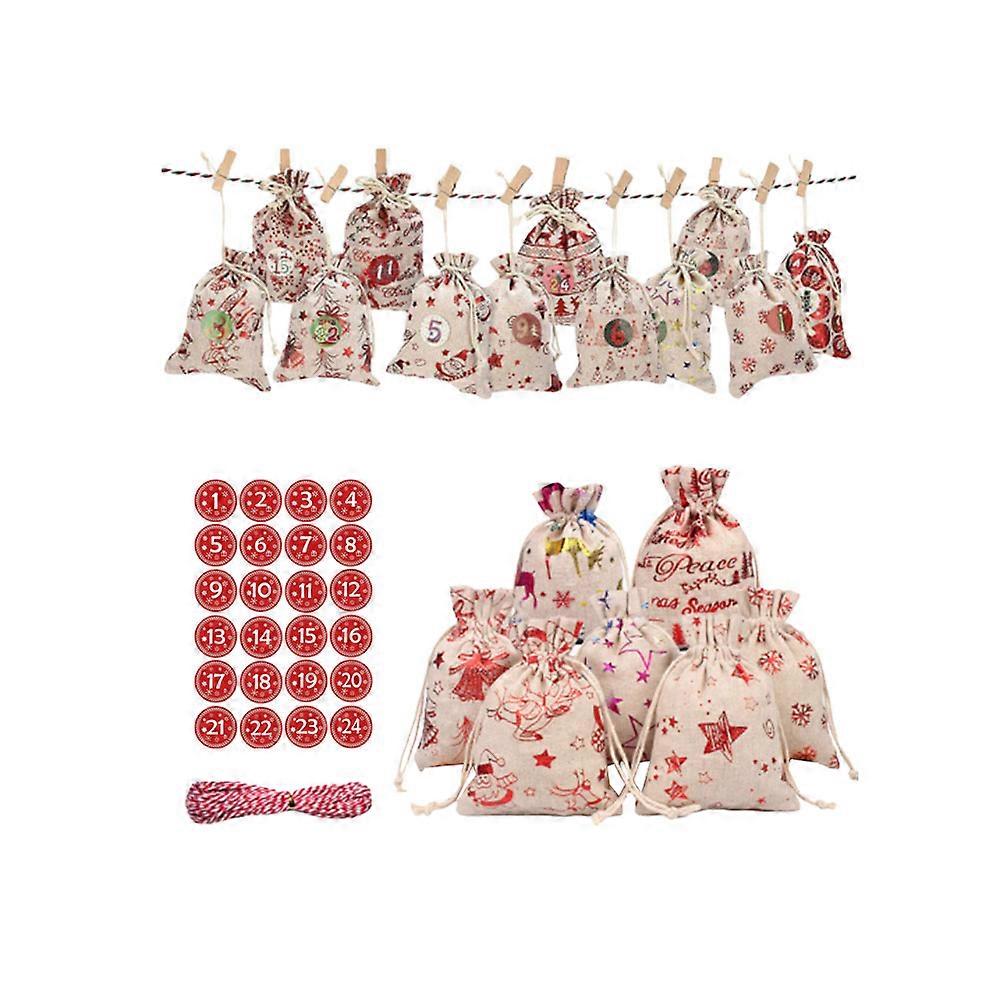 DIY Advent Calendars Bags Hanging present Storage Red Size 3 50Pcs