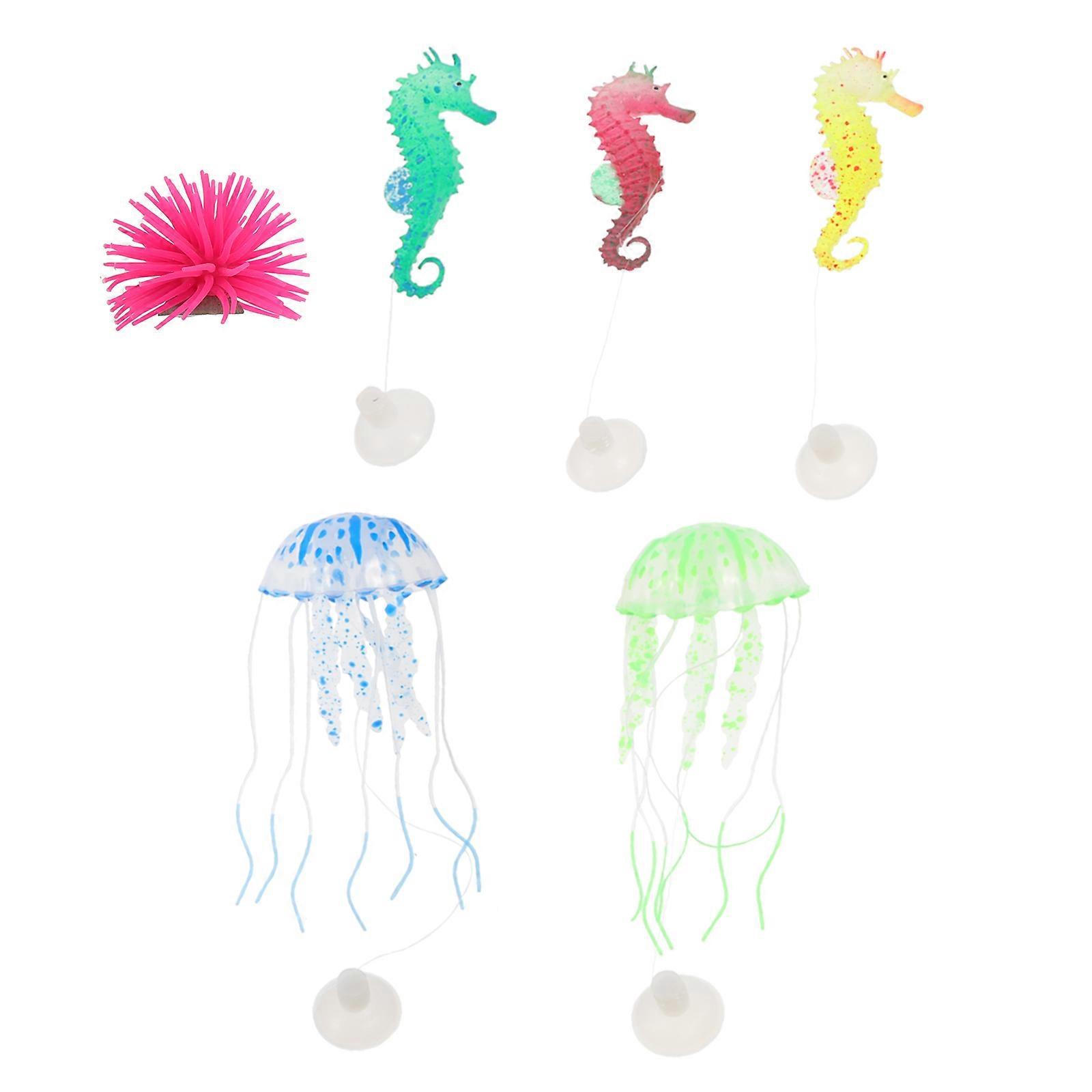 Jellyfish Fish Tank Decor Silicone Aquarium Decorations Jellyfish Shape Visual Enhancement 6Pcs