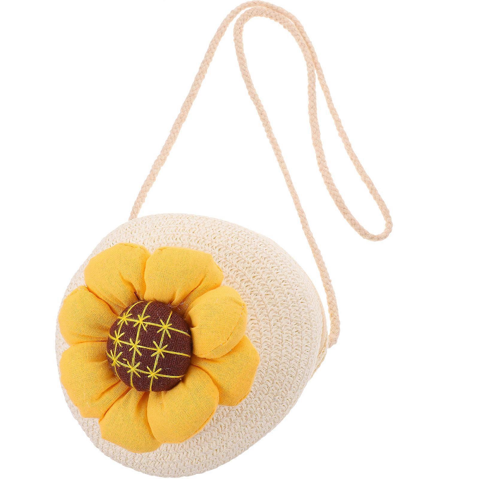 Summer Straw Crossbody Bag with Flower Decor – Lightweight Mini Shoulder Purse for Beach, Party, Travel & Daily Use
